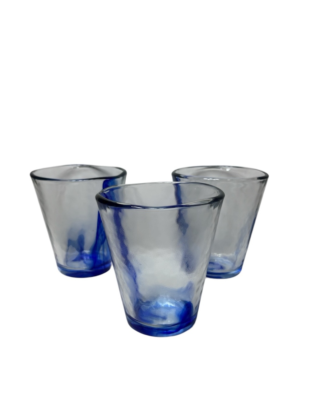 Set of 3 Bormioli Rocco Murano Cobalt Blue Swirl Tumblers Drinking Glasses